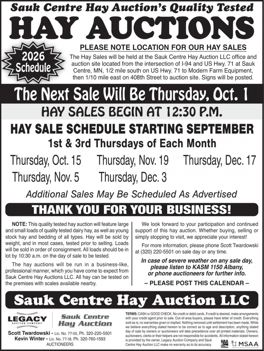 Sauk Centre Hay Auction