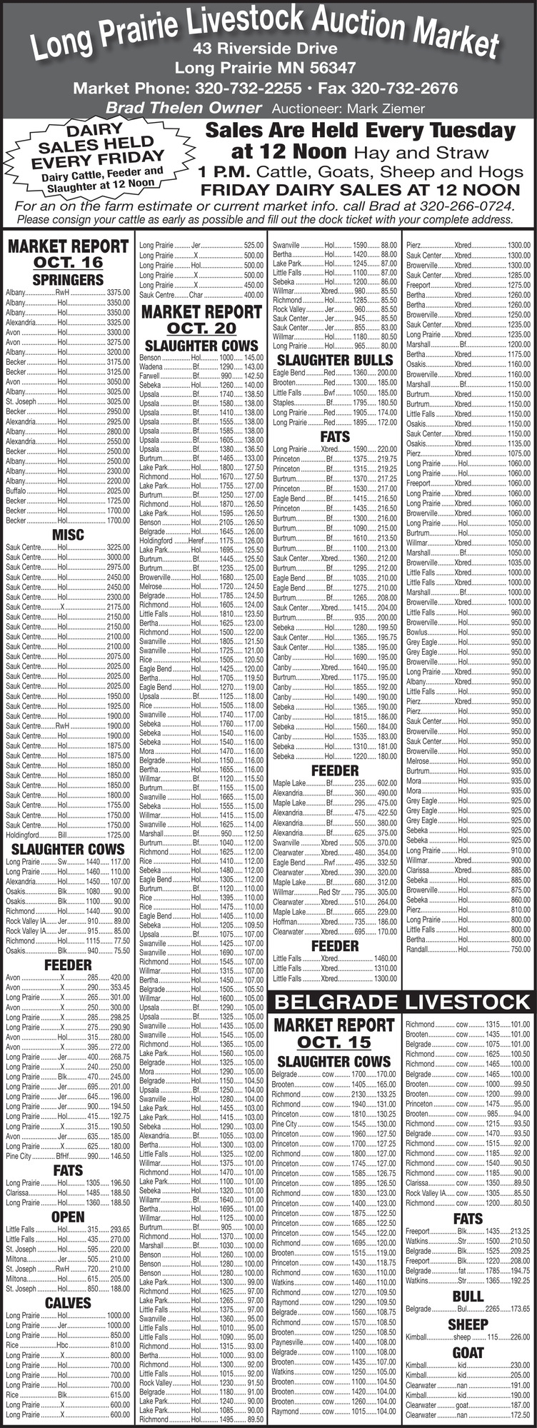 Long Prairie Livestock Auction Market Exchange