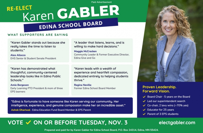 Karen Gabler For Edina School Board