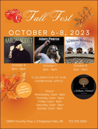 Fall Fest Autumn Harvest Winery Orchard Chippewa Falls WI