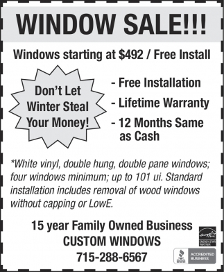 Window Sale Custom Windows Plus LLC Chippewa Falls WI