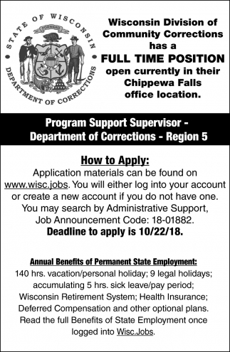 State of wisconsin department of corrections job listings