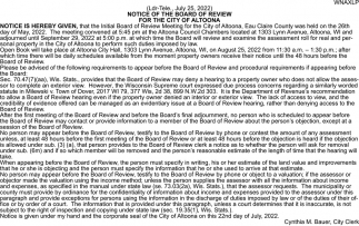 Notice Of The Board Of Review