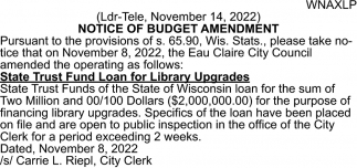 Notice of Budget Amendment