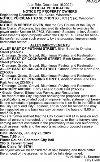 Office Publication Notice to Property Owners