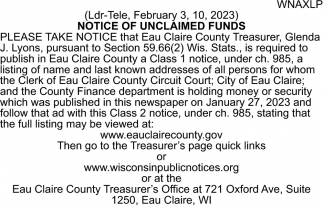 Notice of Unclaimed Funds