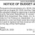 Notice of Budget Amendment