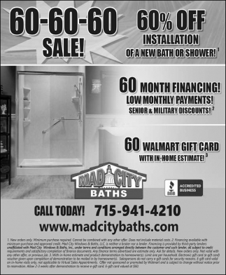 60% OFF Installation of a New Bath or Shower!