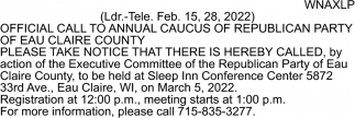 Official Call to Annual Caucus of Republican Party of Eau Claire County