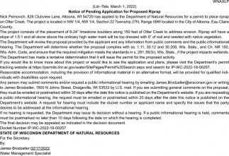Notice of Pending Application for Proposed Riprap