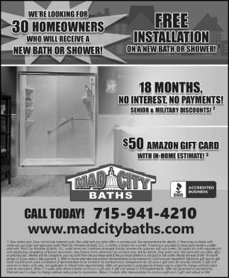 Free Installation on a New Bath or Shower!