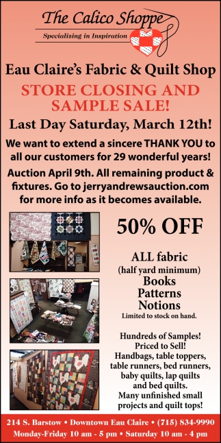 Store Closing and Sample Sale!