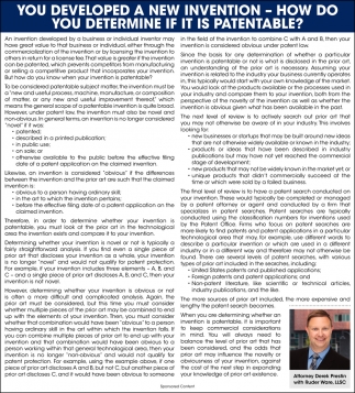 You Developed a New Invention - How Do You Determnine If It Is Patentable?