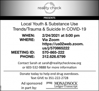 Local Youth & Substance Use Trends/Trauma & Suicide In Covid-19