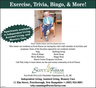 Exercise, Trivia, Bingo & More!