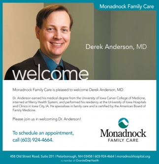Welcome Derek Anderson, MD