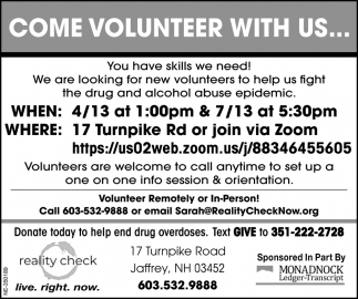Come Volunteer With Us....