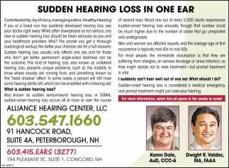 Sudden Hearing Loss In One Ear