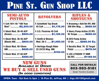 New Guns Available By Order