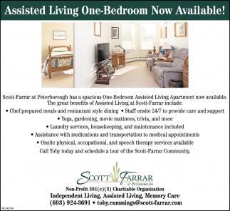 Assisted Living One-Bedroom Now Available!