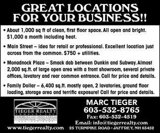 Great Locations For Your Business!!