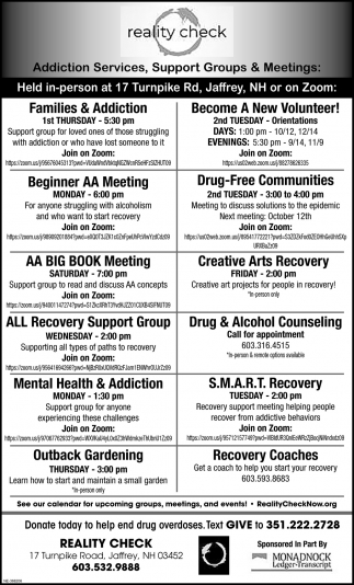 Addiction Services, Support Groups