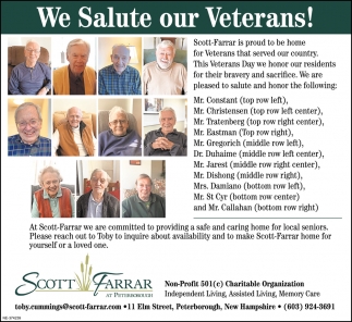 We Salute Our Veterans!
