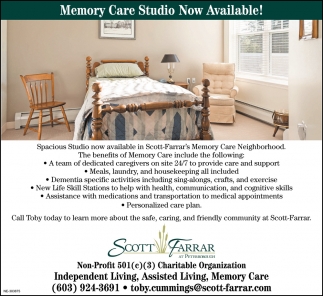 Memory Care Studio Now Available!