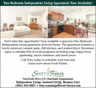 Two Bedroom Independent Living Apartment