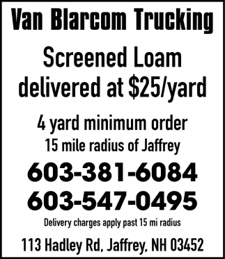 Screened Loam Delivered At $25/Yard