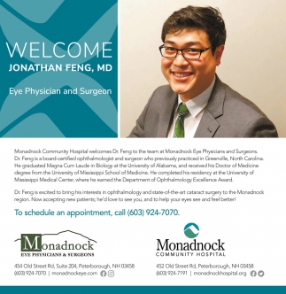 Welcome Jonathan Feng, MD