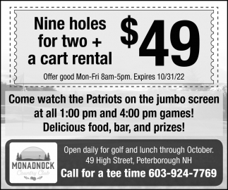 Nine Holes For Two A Cart Rental + $49