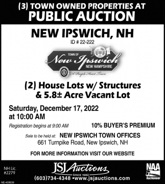 Town Owned Properties At Public Auction