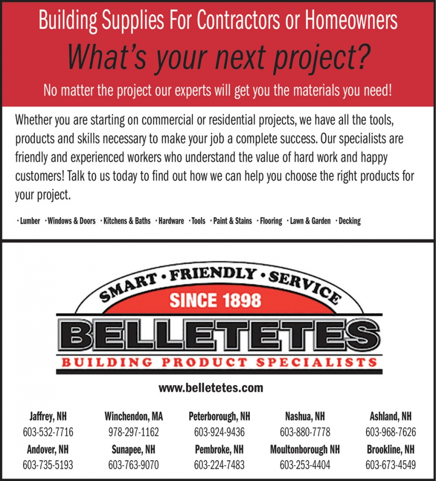 Belletetes Building Product Specialist 