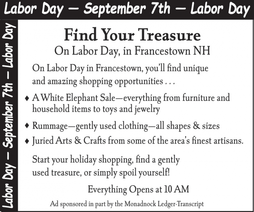 Find Your Treasure - September 7, 2026