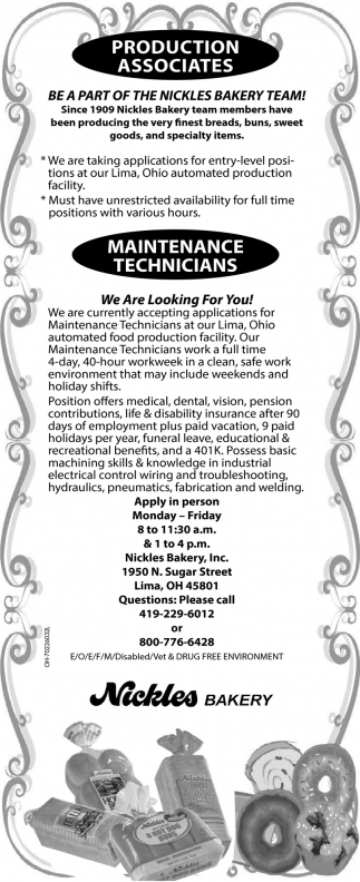 Production Associates / Maintenance Technicians