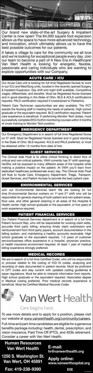 Various Positions Available
