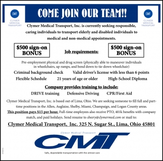 Come Join Our Team!!!