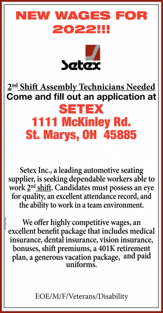 Assembly Technicians Needed