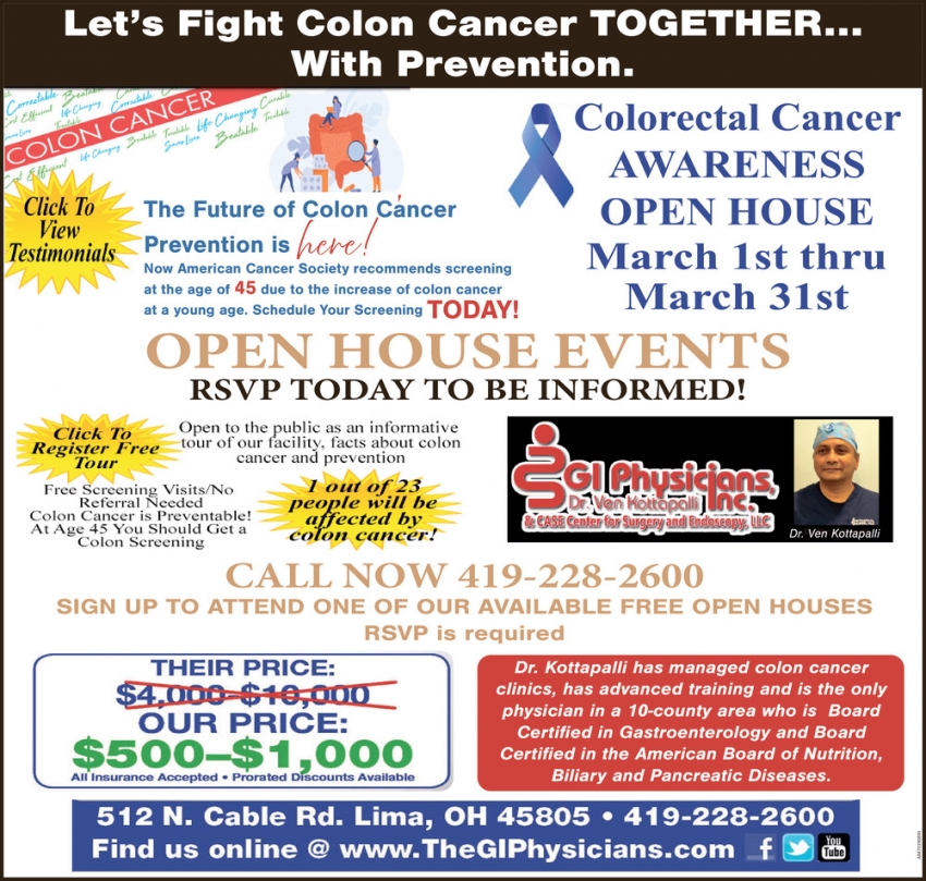 Colorectal Cancer Awareness Open House (March 1-3, 2025)