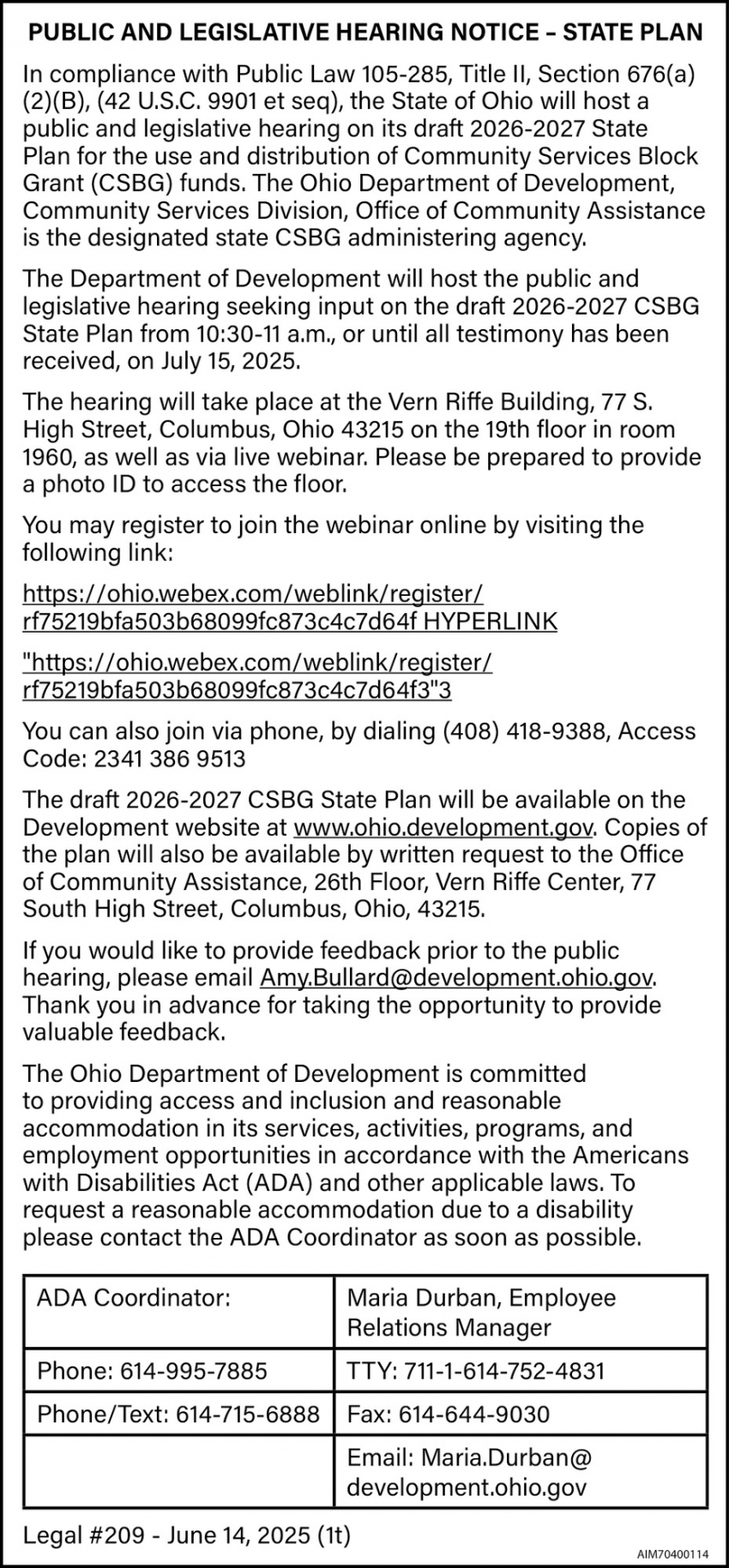 Ohio Department of Development