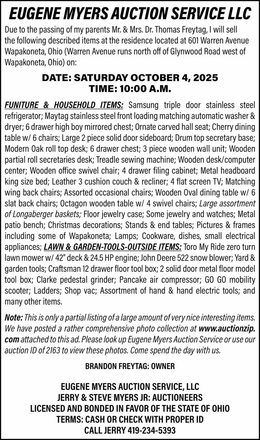 Eugene Myers Auction Service LLC