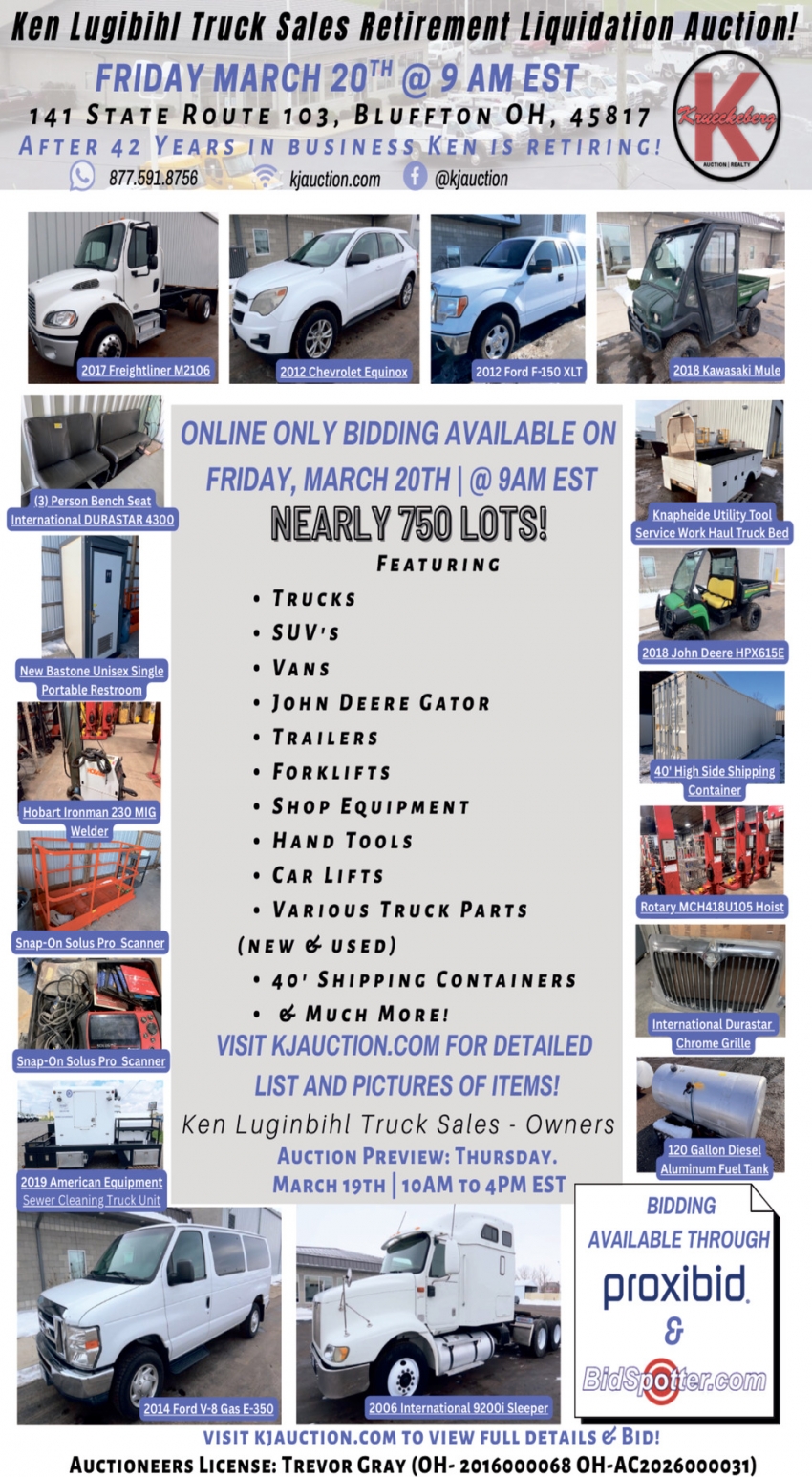 Ken Lugibihl Truck Sales Retirement Liquidation Auction (March 20, 2026)
