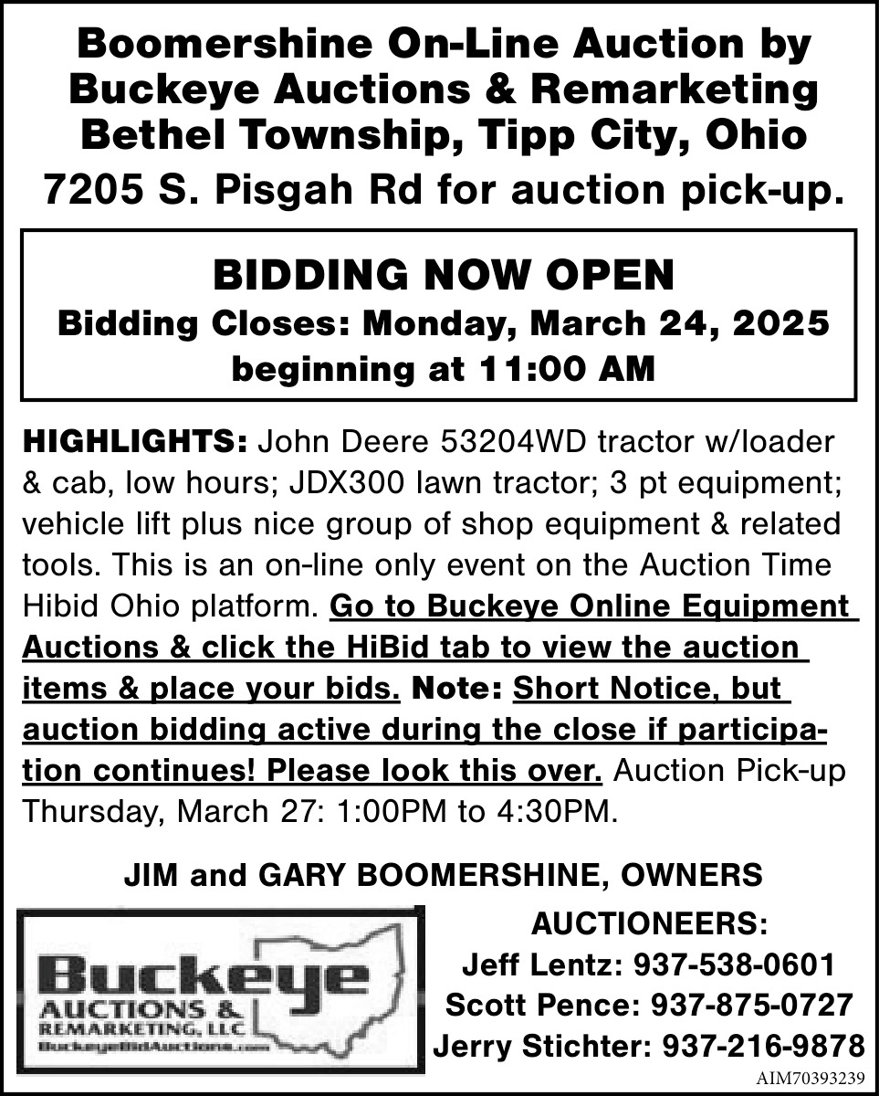 Bidding Now Open, Buckeye Auctions & Remarketing, LLC