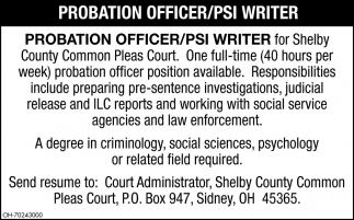 Probation Officer/Psi Writer