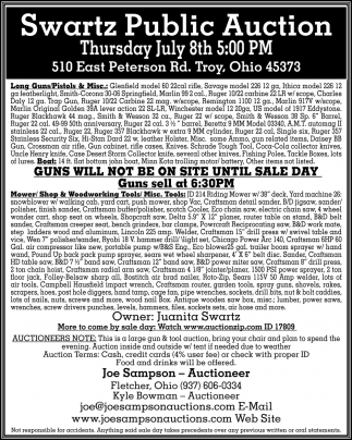 Guns Will Not Be On Site Until Sale Day