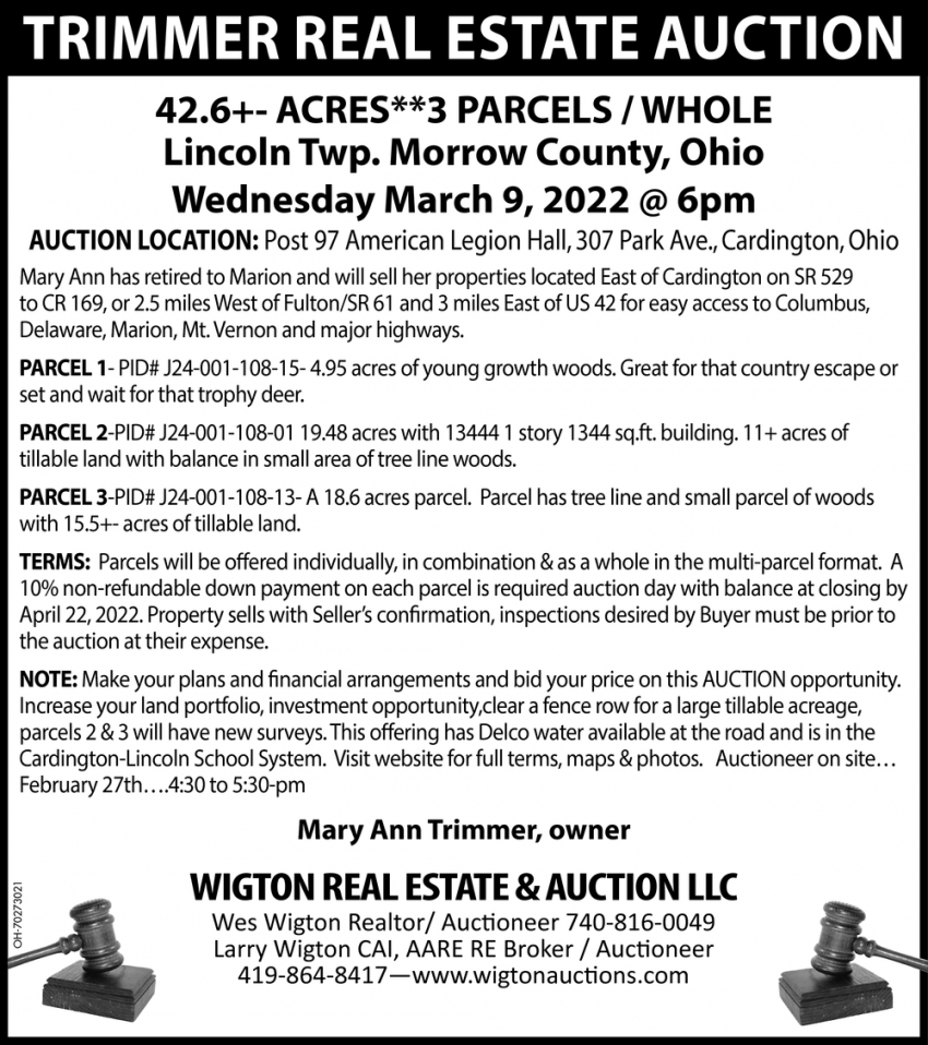Trimmer Real Estate Auction