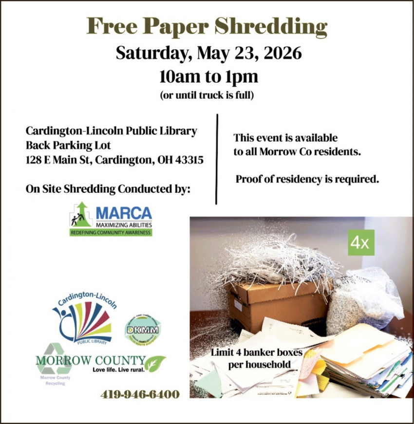 Free Paper Shredding (May 23, 2026)