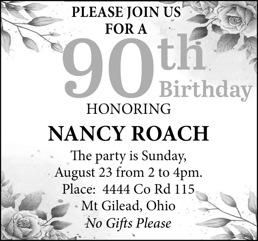 Nancy Roach 90th Birthday