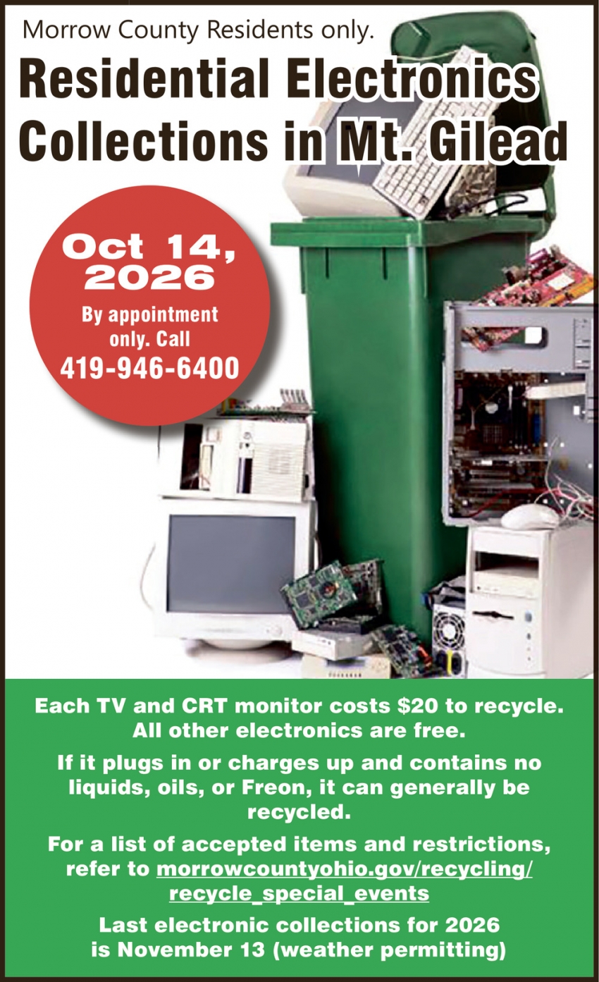 Residential Electronics Collections in Mt. Gilead (October 14, 2026)
